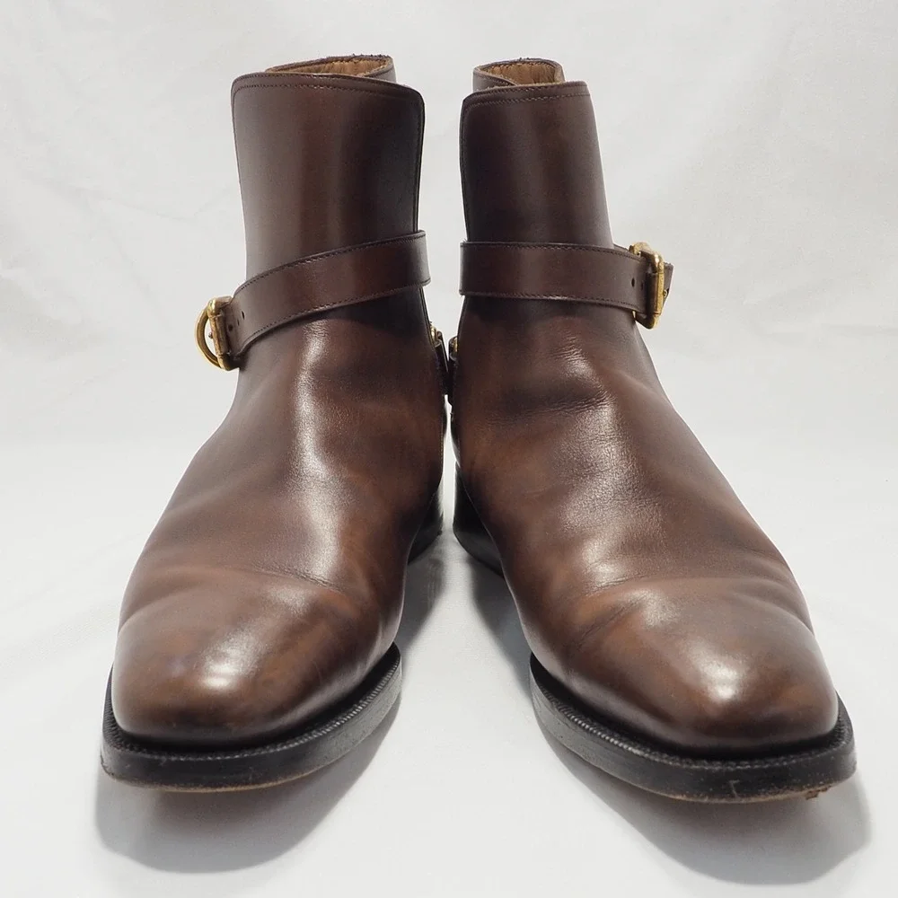 Ralph Lauren Wellington Jodhpur Boots Mens 10.5 Brown Leather Purple Label Italy